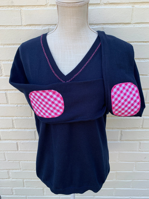SALE - S ONLY - Rosanna - Elbow Patch V-Neck Sweater (ROS02) *FINAL SALE*