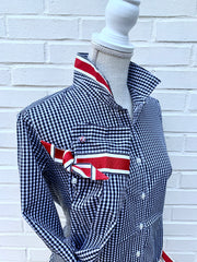 Audrey Black Gingham Ribbon French Cuff Shirt  (RFC16)