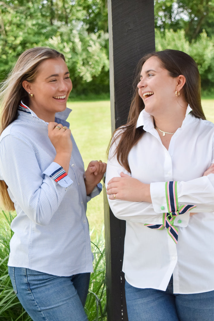 SALE - S ONLY - Audrey Ribbon French Cuff Shirt (RFC05) *FINAL SALE*