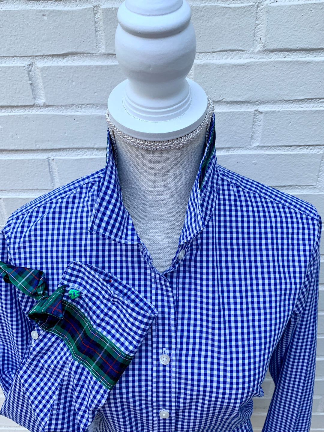 SALE - S ONLY - Audrey Royal Gingham Ribbon French Cuff Shirt (RFC26) *FINAL SALE*