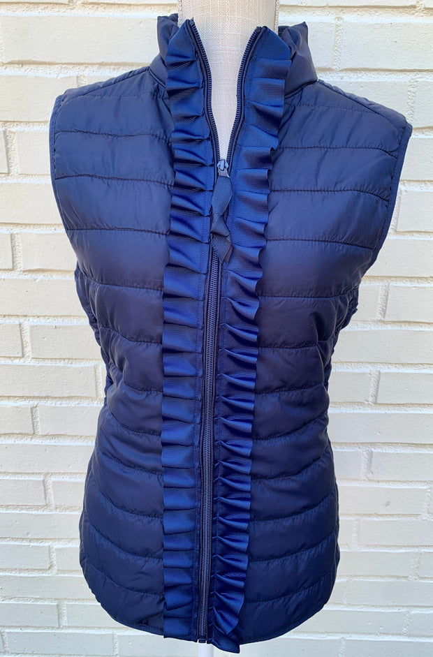 Maggie May Ruffled Ribbon Puffer Vest (PF15)