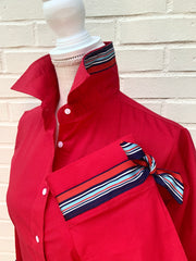 SALE - S, XL ONLY - Ann 3/4 Sleeve Ribbon Tie Shirt (Ann09) *FINAL SALE*