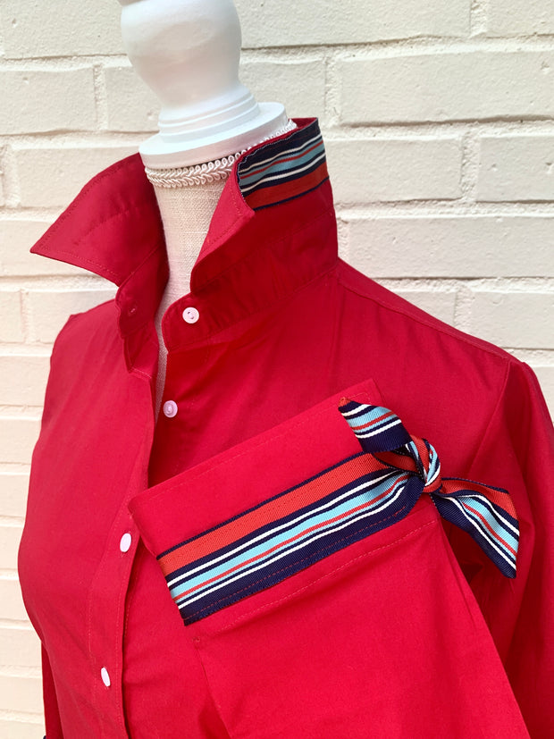 SALE - S, XL ONLY - Ann 3/4 Sleeve Ribbon Tie Shirt (Ann09) *FINAL SALE*