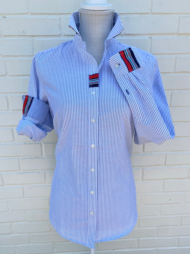 Casie2 Banker Stripe Oxford Shirt (Casie2 05)