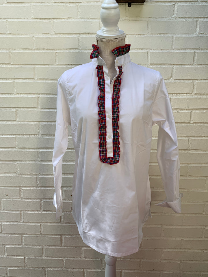 SALE - 2XL ONLY - Sandy Popover Holiday Ribbon Placket Tunic (TP16) *FINAL SALE*