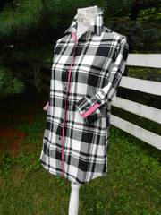 Saturday Tunic Black and White Plaid w Pink Ribbon (Sat-Pink)