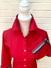 SALE - S, XL ONLY - Ann 3/4 Sleeve Ribbon Tie Shirt (Ann09) *FINAL SALE*