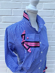 Audrey Royal Gingham Ribbon French Cuff Shirt (RFC17)