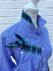 Audrey Royal Gingham Ribbon French Cuff Shirt (RFC26)