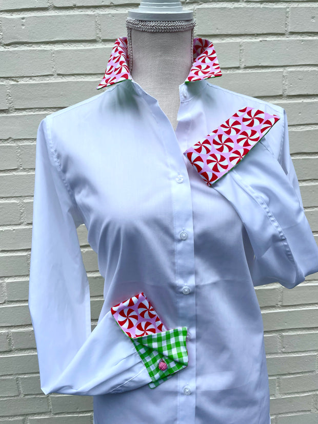SALE S ONLY - Diana French Cuff White w Holiday Candy (DFC08)  **FINAL SALE**