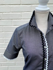 SALE - S ONLY - Lottie Ric Rac Short Sleeve Oxford Shirt (LOT02) *FINAL SALE*