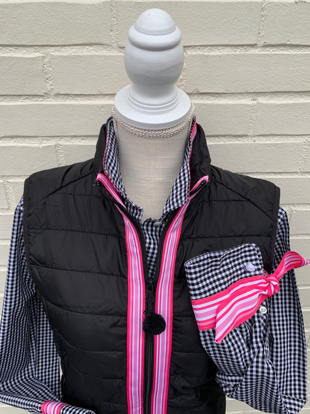 SALE - M ONLY - Maggie May Ribbon Puffer Vest (PF29) *FINAL SALE*