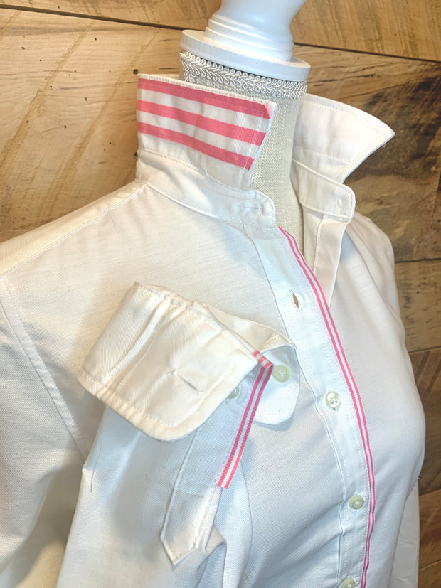 SALE - XS ONLY - Casie Striped Ribbon Oxford Shirt (Casie 07) *FINAL SALE*