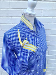 Audrey Royal Gingham Ribbon French Cuff Shirt (RFC18)