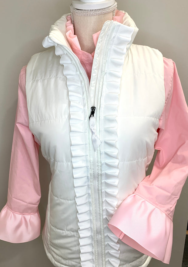 Maggie May Ruffled Ribbon Puffer Vest (PF25)