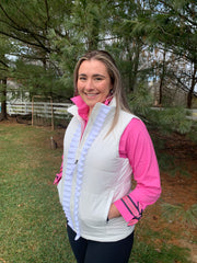 Maggie May Ruffled Ribbon Puffer Vest (PF25)