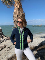 Sailor Soft Shell Jacket - Navy w Green & White Stripe Ribbon (SLR08)