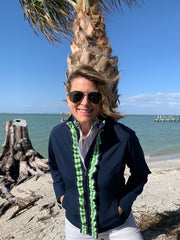 Sailor Soft Shell Jacket - Navy w Green & White Stripe Ribbon (SLR08)