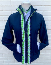 Sailor Soft Shell Jacket - Navy w Green & White Stripe Ribbon (SLR08)