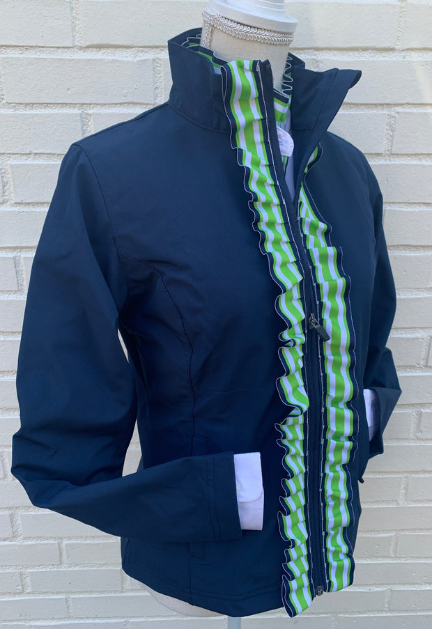 Sailor Soft Shell Jacket - Navy w Green & White Stripe Ribbon (SLR08)