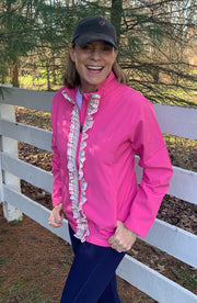 Sailor Soft Shell Jacket - Fuchsia w Pink & Khaki Stripe Ribbon (SLR01)