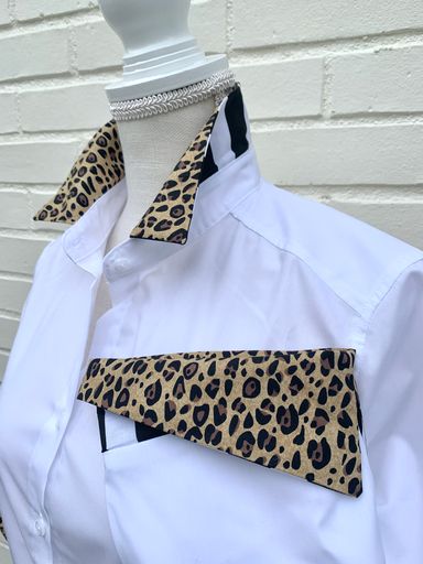 Diana French Cuff White w Cheetah (DFC07)