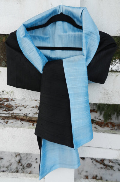 Silk Wrap in Black with Ice Blue(LW52)