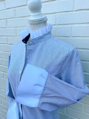 Scarlett Grey Banker Stripe Oxford Shirt (ScarBGrey)