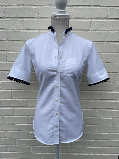 Brandy Short Sleeve Pom Pom Shirt (PomNavy)