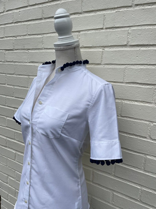 Brandy Short Sleeve Pom Pom Shirt (PomNavy)