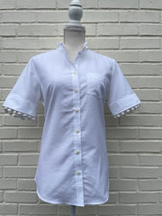 Brandy Short Sleeve Pom Pom Shirt (PomWhite)