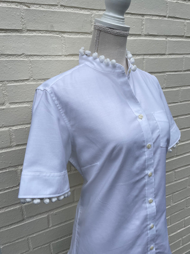 Brandy Short Sleeve Pom Pom Shirt (PomWhite)