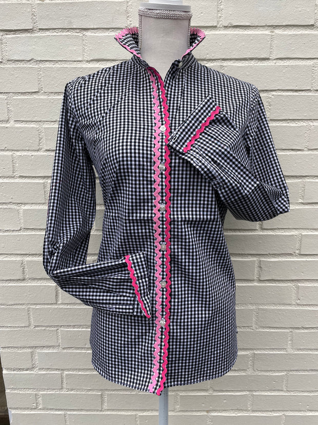 SALE - XS, L, XL ONLY - Charlotte Gingham Ric Rac Shirt (CLT04) *FINAL SALE*