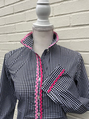 SALE - XS, L, XL ONLY - Charlotte Gingham Ric Rac Shirt (CLT04) *FINAL SALE*