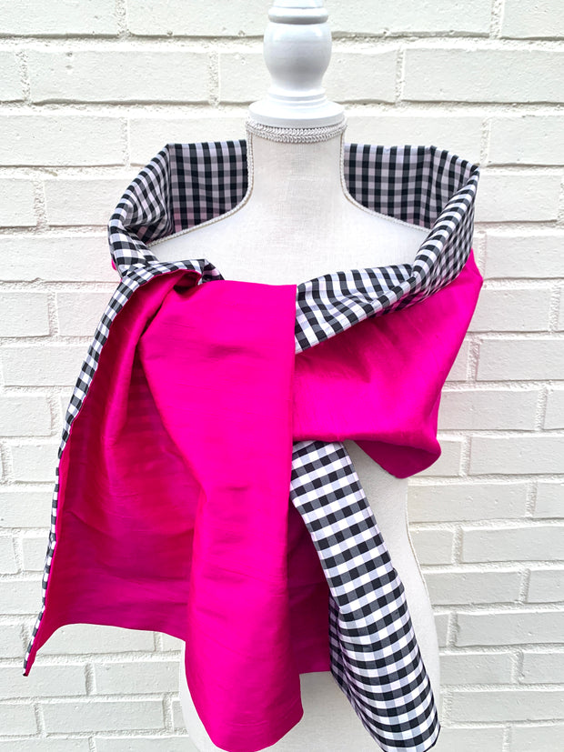 Silk Wrap in Classic Pink and Black Gingham (LW93)