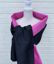 Silk Wrap in Classic Black and Pink Gingham (LW91)