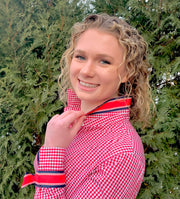 Audrey Red Gingham Ribbon French Cuff Shirt  (RFC23)