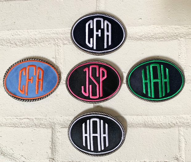 Embroidered Monogram Belt Buckle