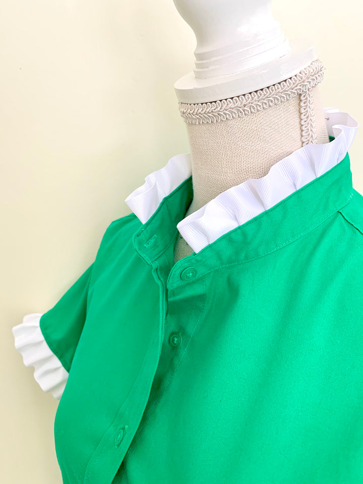SALE M ONLY Jane Green Short Sleeve Ruffle Shirt (J05)  **FINAL SALE**