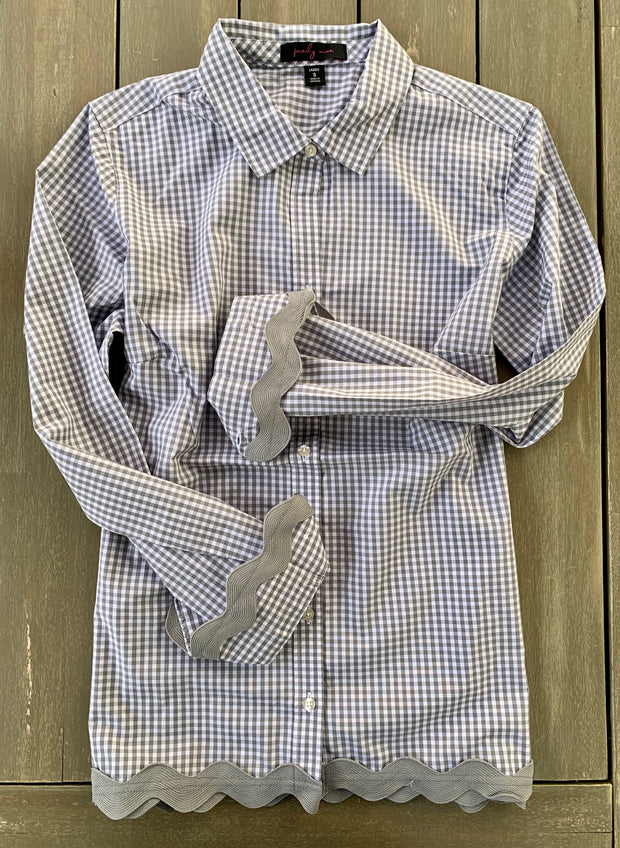Bridget Gingham Ric Rac Shirt (GRR-Grey Grey)