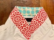 SALE XS ONLY - Bell Sleeve w Orange and Teal Cuffs and Collar  **FINAL SALE**