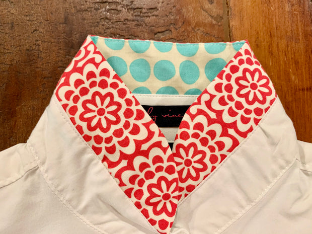 SALE XS ONLY - Bell Sleeve w Orange and Teal Cuffs and Collar  **FINAL SALE**