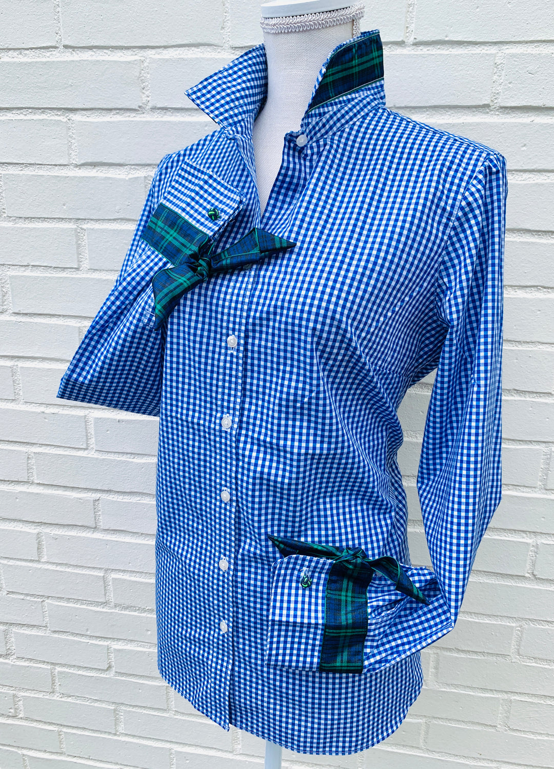 SALE - XXL Only Audrey Royal Gingham Ribbon French Cuff Shirt (RFC08)