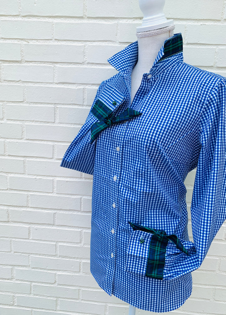 SALE - XXL Only Audrey Royal Gingham Ribbon French Cuff Shirt (RFC08)
