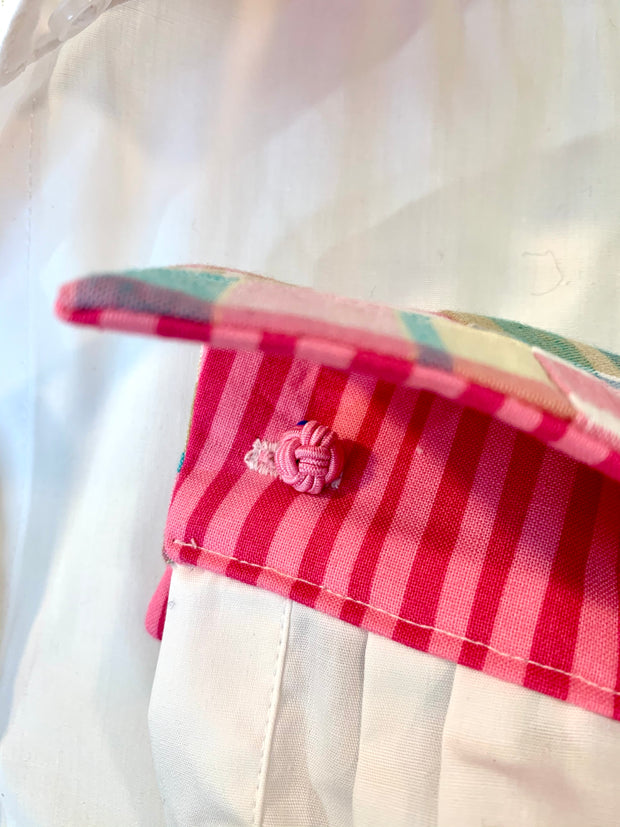 SALE XS Only Diana French Cuff w Pink Madras  **FINAL SALE**