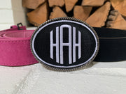 Embroidered Monogram Belt Buckle