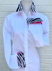 Diana French Cuff White w Zebra / Pink  (DFC06)