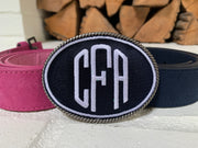 Embroidered Monogram Belt Buckle