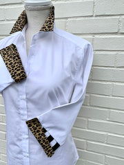 SALE - 2XL ONLY - Elizabeth 3/4 Sleeve Shirt w Cheetah and Stripe (3413) *FINAL SALE*