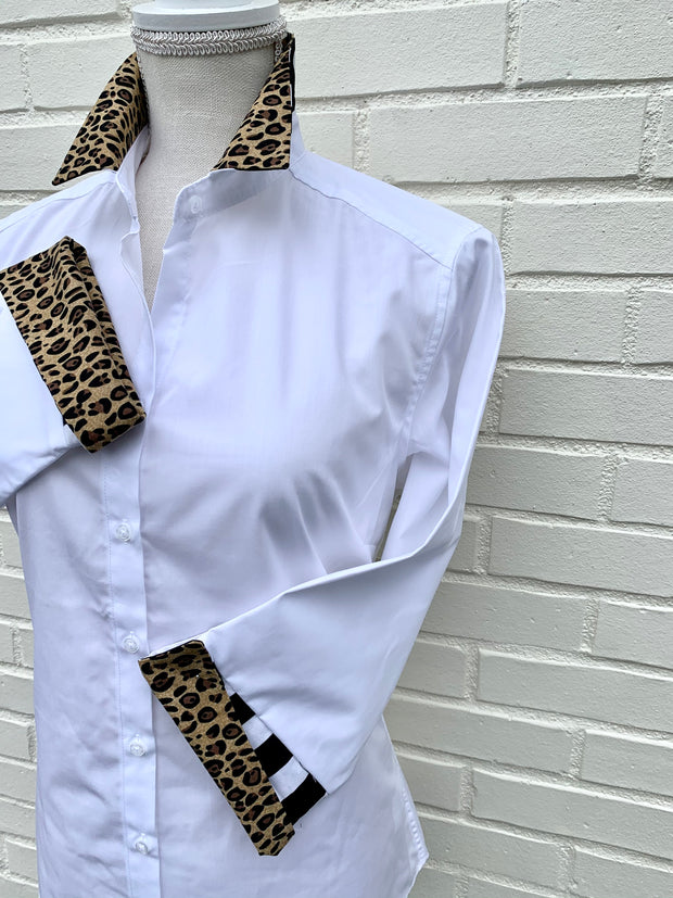 Elizabeth 3/4 Sleeve Shirt w Cheetah and Stripe (3413)